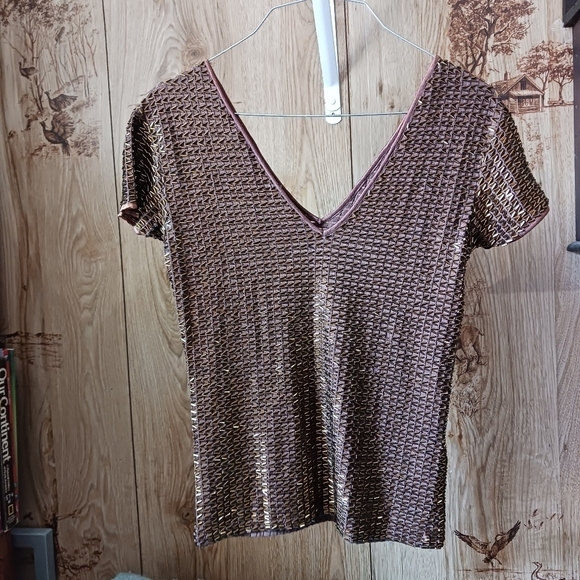 VNTG 90s Cache Glass Bead Embellished Brown Skirt Set Size Small - Picture 4 of 12